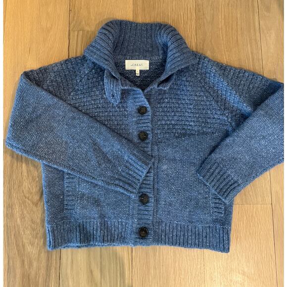THE GREAT shrunken hearth cardigan sweater - saltwater blue Size 0 $395 - Picture 4 of 6
